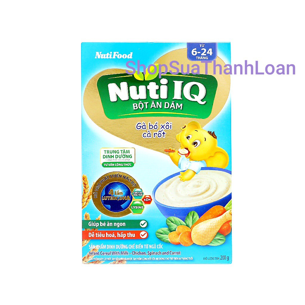 [HSD T11-2023] Bột ăn dặm NutiFood Nuti IQ gà bó xôi cà rốt (200g)