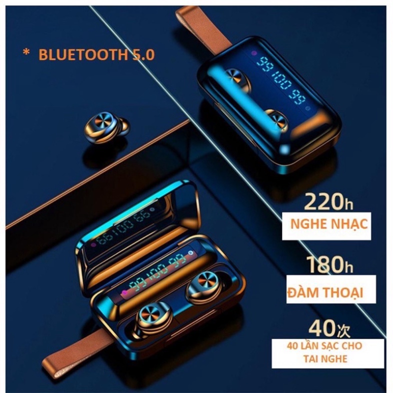 Tai Nghe Bluetooth True Wireless F9 Pro Bluetooth 5.0 không dây Bản Quốc Tế ,Cảm Ứng , Kiêm Sạc Dự Phòng ,Chống Nước Red