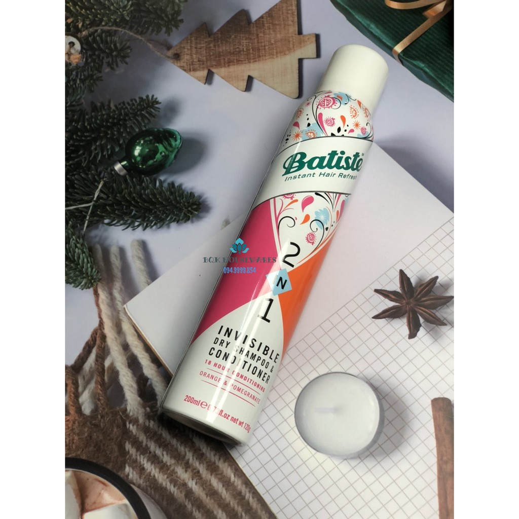 [ HÀNG ANH ] Gội xả khô Batiste 2in1 Invisible Dry Shampoo &amp; Conditioner 200ml - có kèm xả