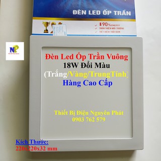[ELITON] Đèn Led Ốp Trần Vuông 18W Đổi Màu (Trắng/Vàng/Trung Tính) - Hàng Cao Cấp
