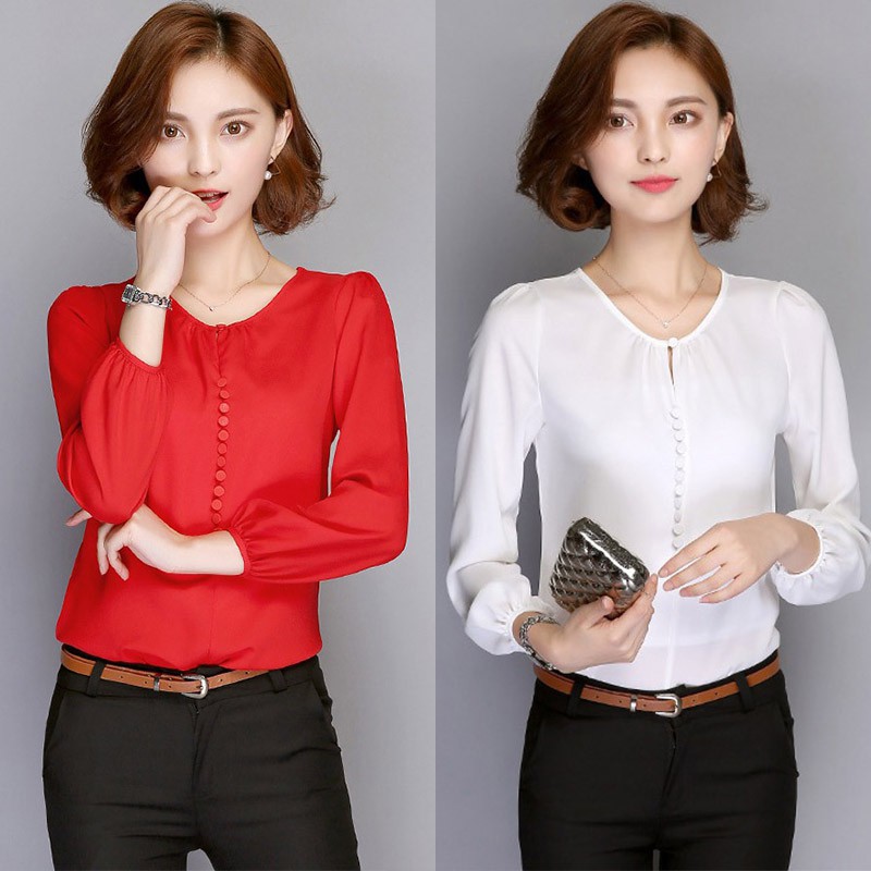 Áo voan công sở tay dài