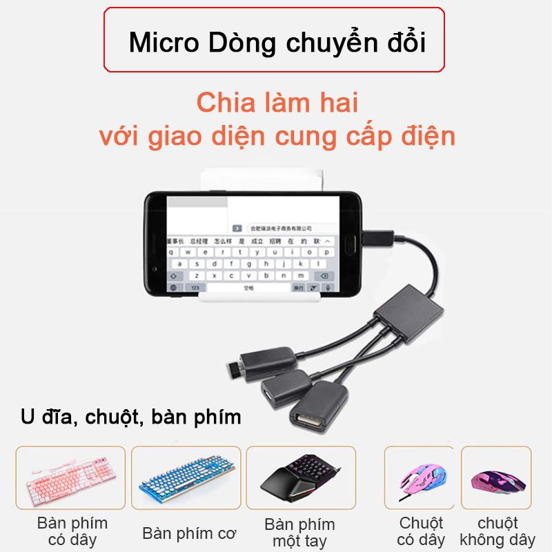 Cáp OTG Hub 3 đầu - Kết nối chuột và bàn phím cho smartphone [OTGUSB]