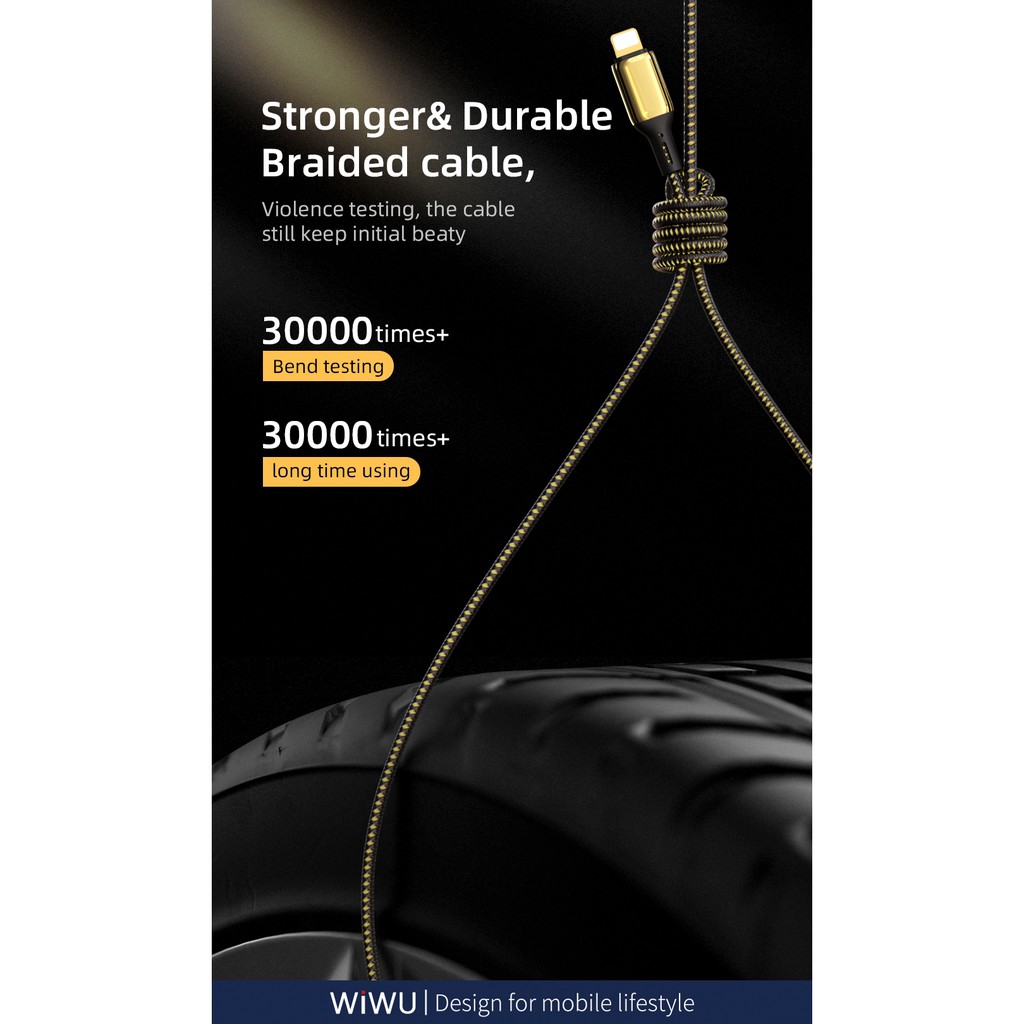 Wiwu cable 18k Gold USB to cho táo IP,tablet táo ,Tai nghe ko dây táo . Cáp sạc nhanh mạ vàng 18k cao cấp