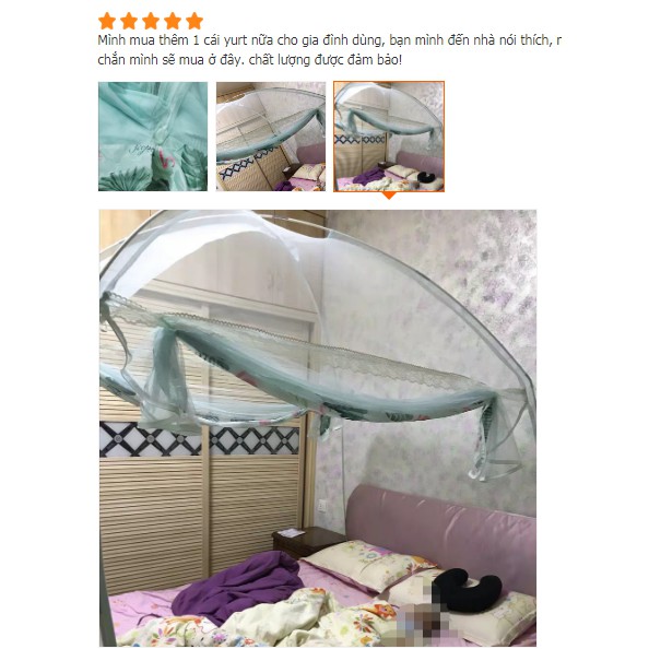 Màn chống muỗi Yurt giường đôi hộ gia đình 1,8 x 2m có thể gập lại dày dặn