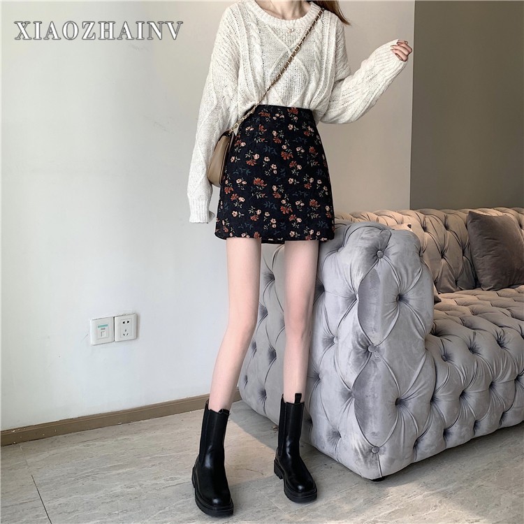 [Mã FAGREEN55 giảm tới 30K đơn 99K] Chân Váy XIAOZHAINV Lưng Cao Họa Tiết Hoa Phong Cách Hàn Quốc Retro | BigBuy360 - bigbuy360.vn