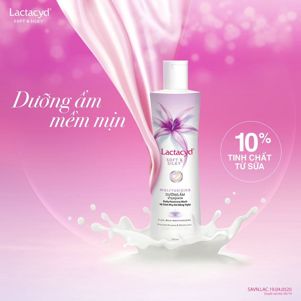 Dung Dịch Vệ Sinh dưỡng ẩm Phụ Nữ Lactacyd Soft &amp; Silky Moisturizing 250ml (Việt Nam)