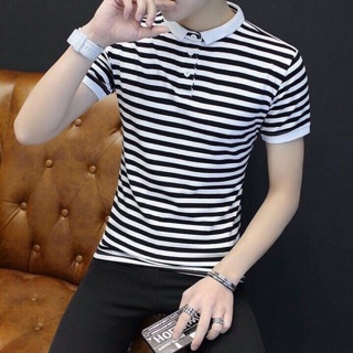 Áo thun nam phối sọc