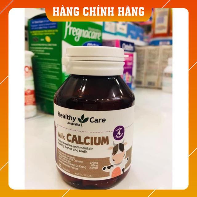 (100% Hàng Auth ) Canxi sữa Milk Calcium Healthy Care 60 viên Úc  đẩy lùi rụng tóc, biếng ăn, khóc đêm cho bé