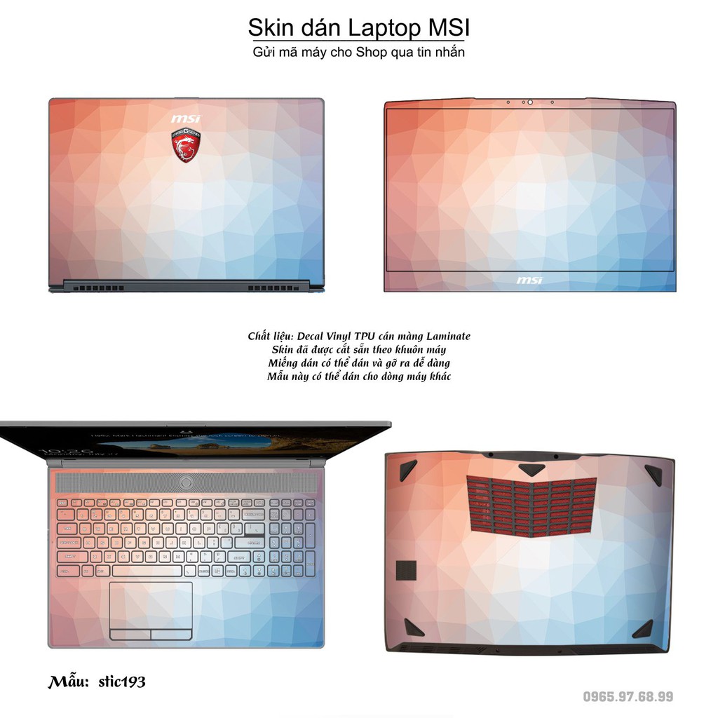 Skin dán Laptop MSI in hình Hoa văn sticker _nhiều mẫu 32 (inbox mã máy cho Shop)