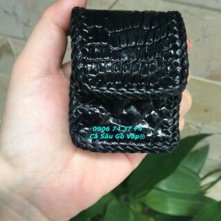 Túi Đựng Quẹt Zippo Da Cá Sấu Đan Viền Màu Đen Cá Sấu Gò Vấp