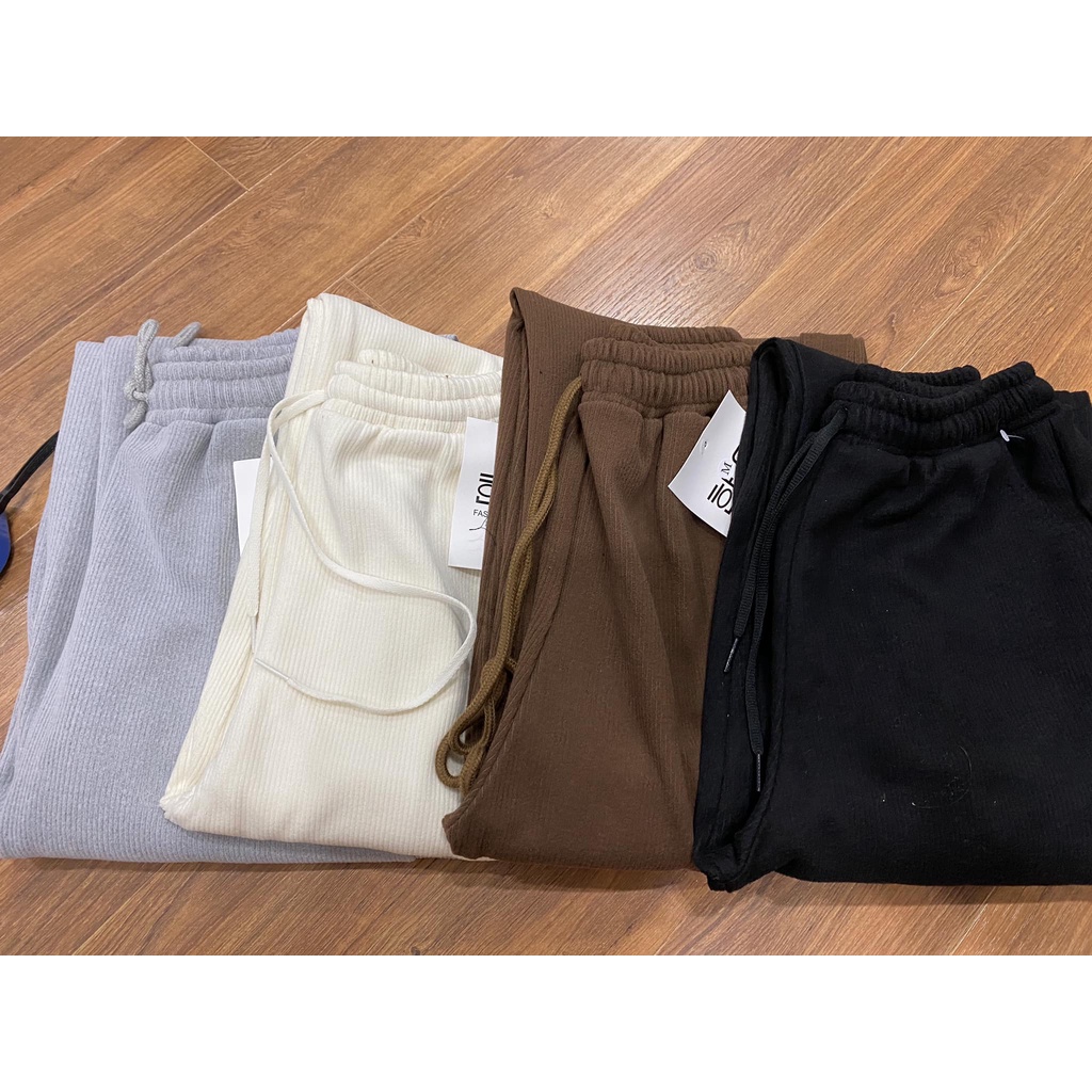 [ Ảnh thật / Video ] Quần nỉ tăm suông ống rộng