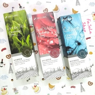 Sữa rửa mặt 3W CLINIC 100ml Hàn Quốc Foam Cleansing ngăn ngừa mụn, trắng da trà than hoạt tính gạo lứt hoa hồng collagen