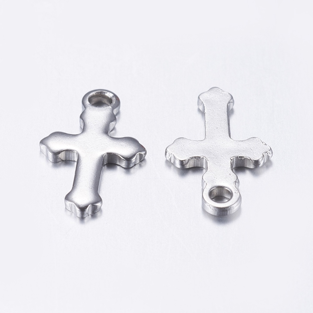 Bộ 100 Mặt Dây Chuyền Hình Thánh Giá Bằng Thép Không Gỉ 304 12x7x1mm: 1.2mm