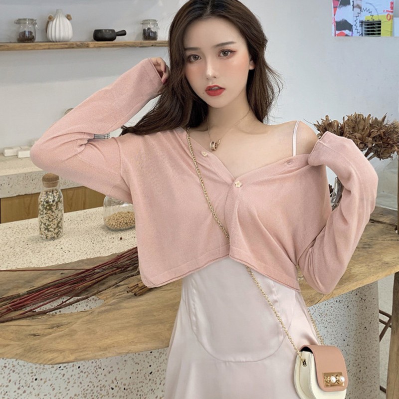 Áo khoác cardigan dệt kim chống nắng thời trang Hàn Quốc ngọt ngào cho nữ | BigBuy360 - bigbuy360.vn