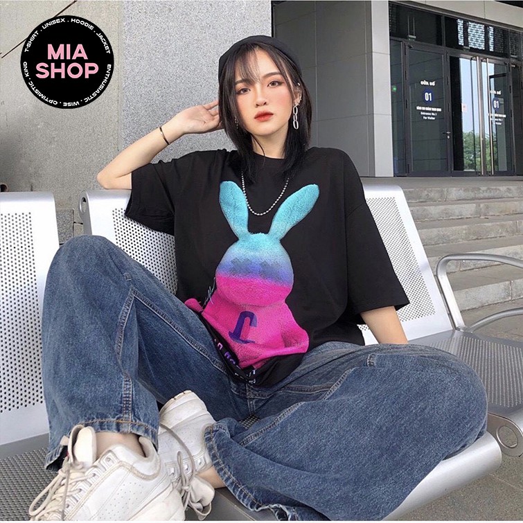 Áo thun tay lỡ MIA, Áo phông nữ form rộng dáng Unisex/Ulzzang mặc lẻ cặp nhóm hình BAD RABBIT