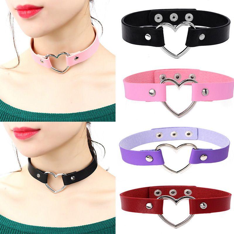 Vòng Cổ Choker Đinh Tán Mặt Trái Tim Làm Bằng Tay Phong Cách Goth Back2