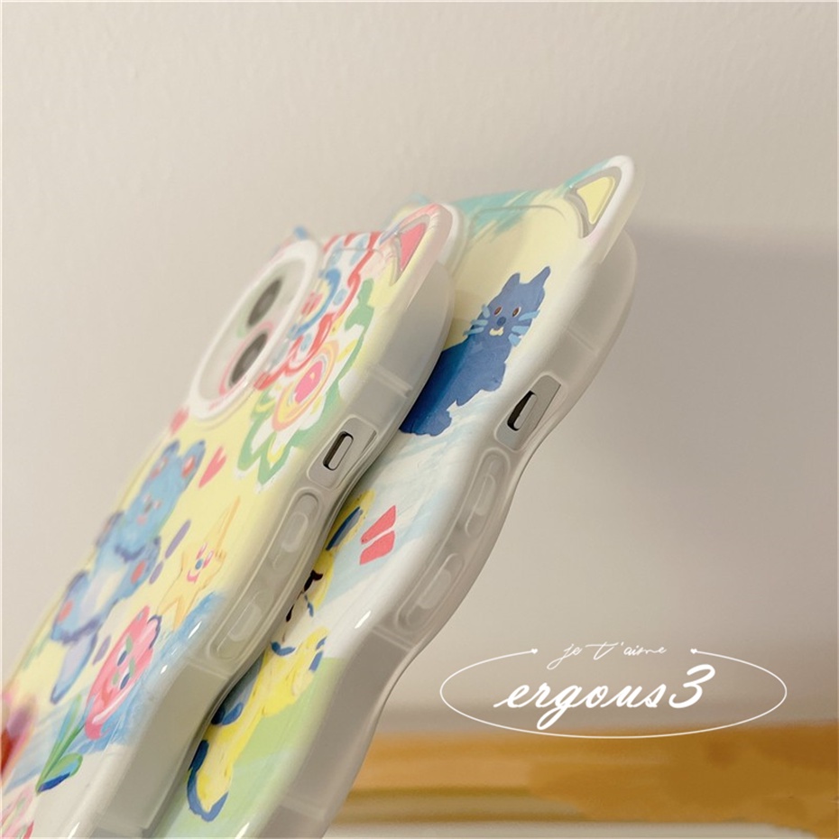 Cat EarỐp Điện Thoại Dẻo Họa Tiết Hoạt Hình Tai Mèo / Gấu Cho iPhone 14 13 12 11 Pro Max SE2020 X XR Xs Max 7 8 6 6s Plus