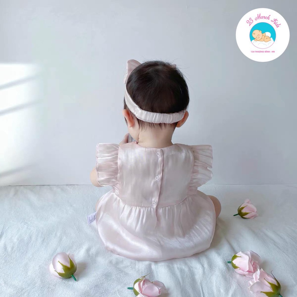 Body nơ ngực kèm turban cho bé, body cho bé gái