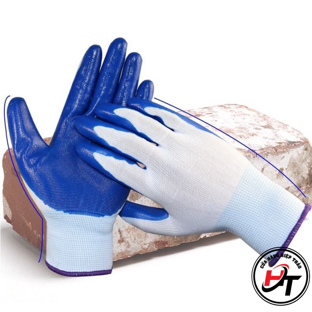 Găng tay bảo hộ lao động cách điện bao tay phủ cao su sợi sơn xanh GT-X