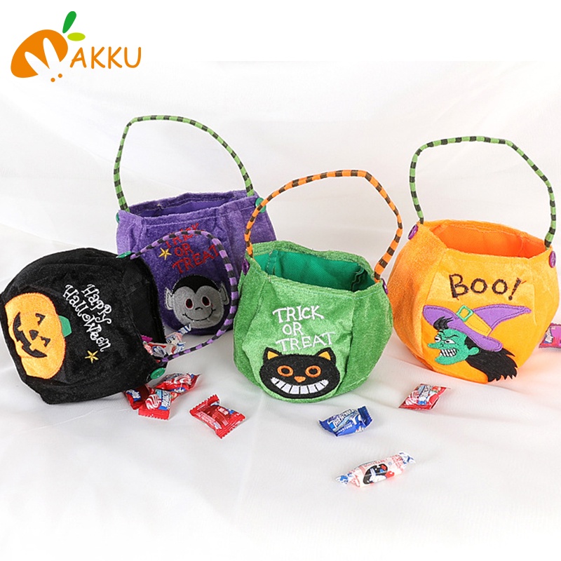 Giỏ đựng kẹo halloween hình quả bí ngô cho trẻ em