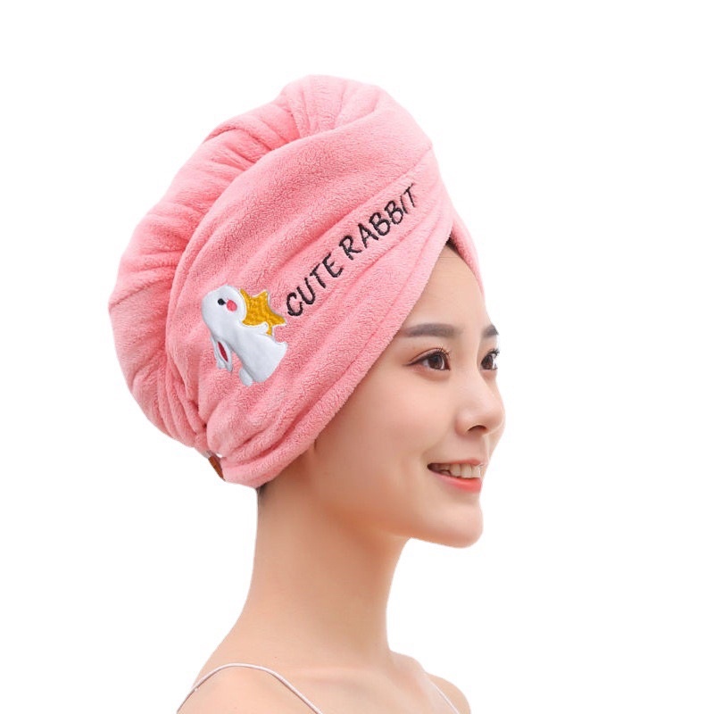 khăn quấn tóc chùm khô đầu sau tắm siêu thấm nước