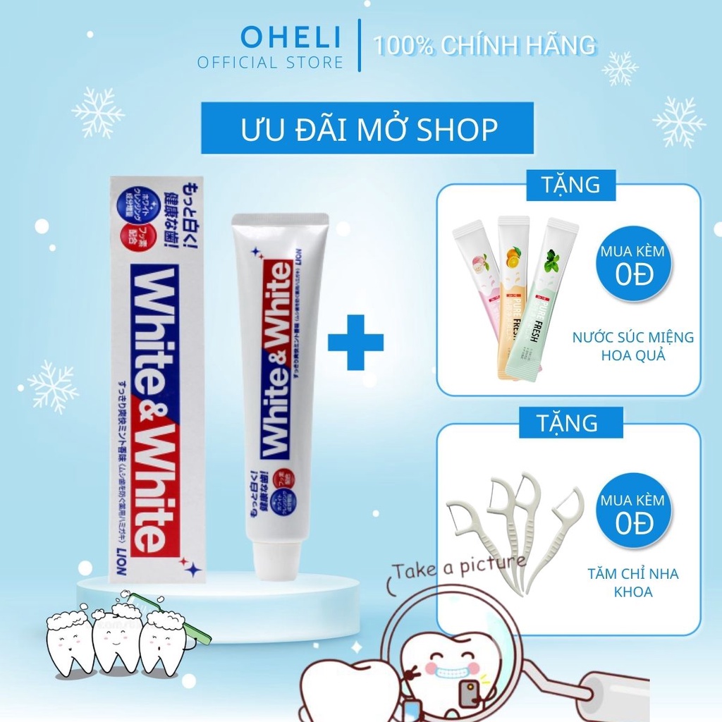 Kem đánh răng White &amp; White Nhật Lion giảm viêm nướu, sạch răng, ngừa sâu răng 150g