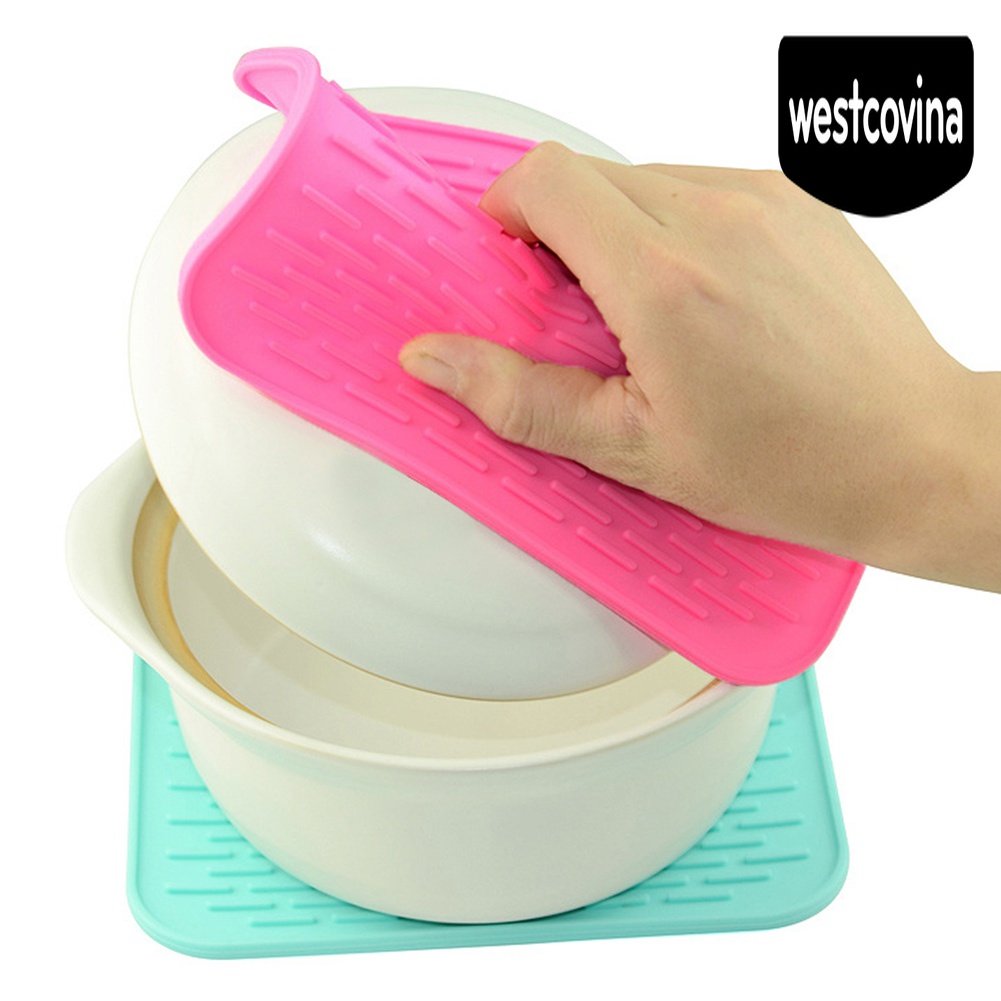 [Hot]☀ Tấm Lót Nồi Bằng Silicon Cách Nhiệt Chống Trượt Hình Vuông Màu Sắc Tươi Sáng