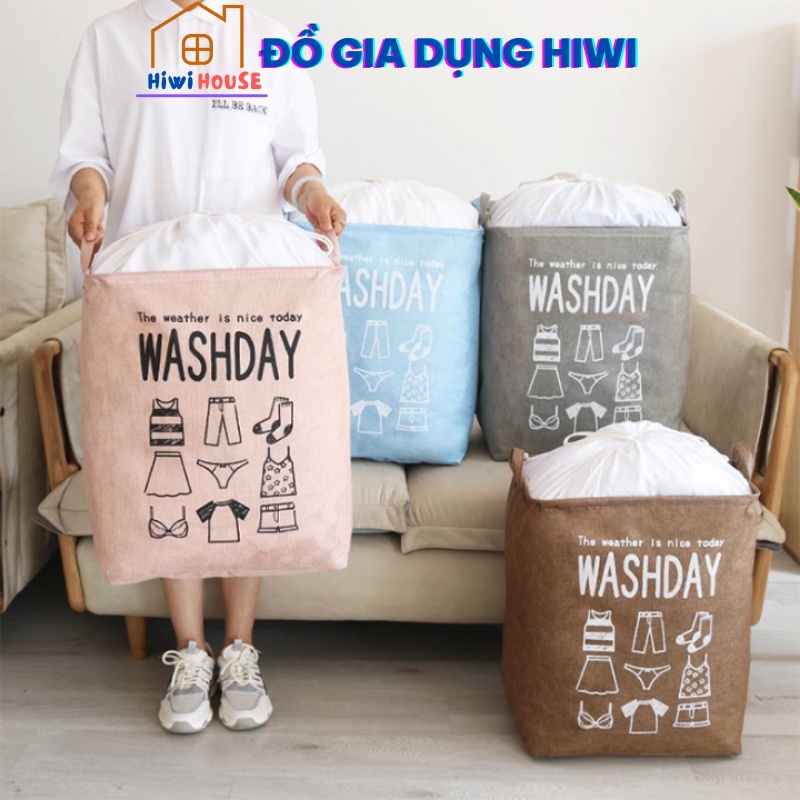 Túi vải WashDay cỡ lớn đựng chăn, quần áo có quai xách hiwi