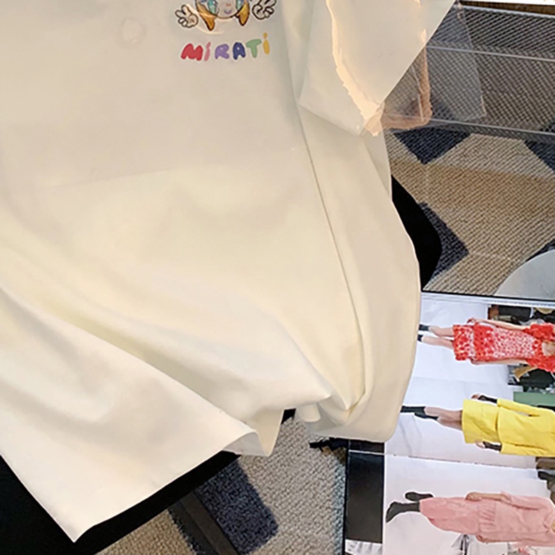 Áo Thun HIIXIIVI 100% cotton Tay Ngắn Cổ Tròn In Hình Hoàng Hôn Thời Trang Mùa Hè Phong Cách Hàn Quốc Cho Nữ 2022