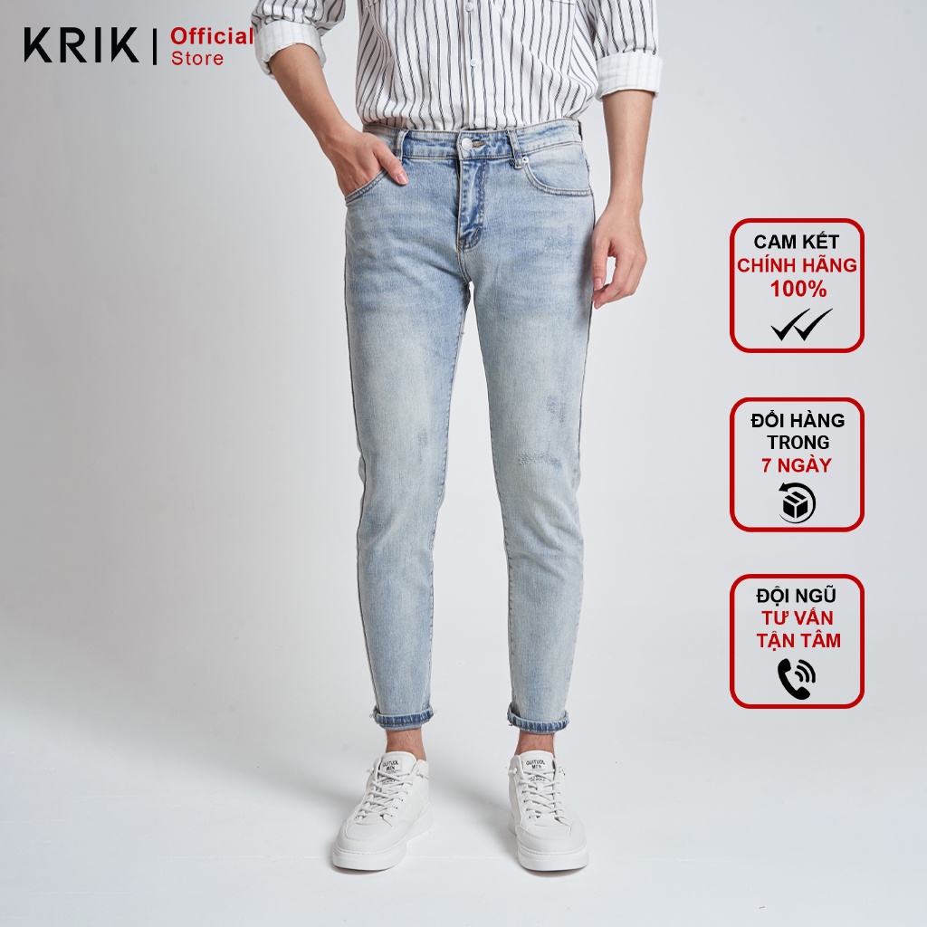 Quần Jean Nam Chất Bò Đẹp Local Brand KRIK Dáng Slimfit Hàn Quốc Basic QJ1012