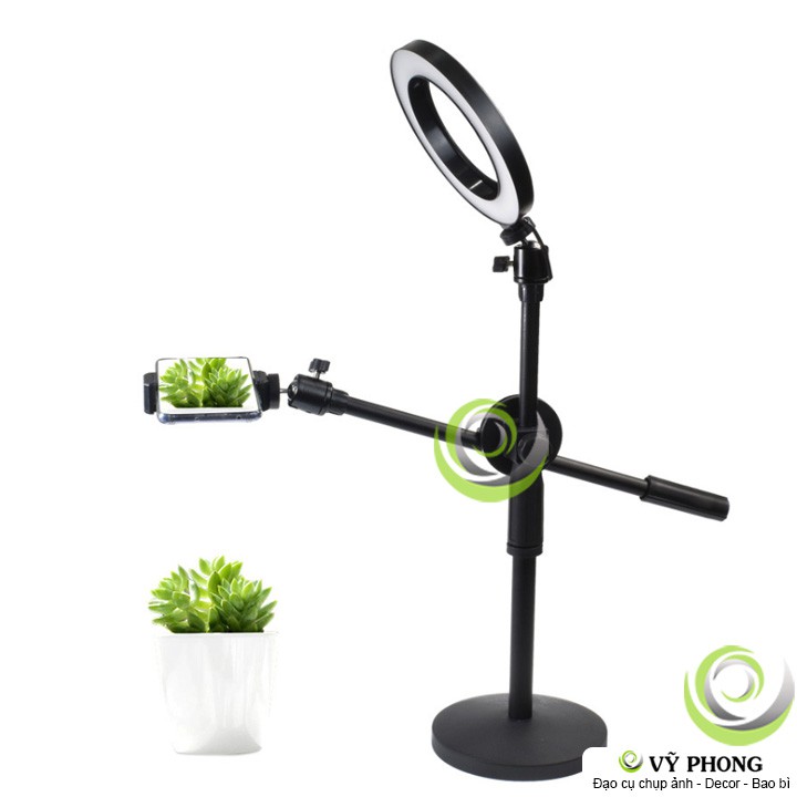 TRIPOD CHÂN ĐẾ GẮN ĐIỆN THOẠI CHỈNH GÓC TÙY Ý 360 ĐỘ CHỤP ẢNH GÓC THẲNG ĐỨNG CÓ ĐÈN VIỀN TRÒN SÁNG 3 MÀU DDC-234