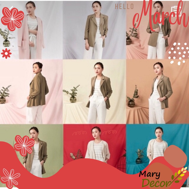 Phông nền chụp ảnh vải trơn chụp Lookbook hoặc livestream khổ lớn (Tặng 4 móc treo)