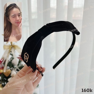 Bờm nơ lệch đính charm c siêu xinh