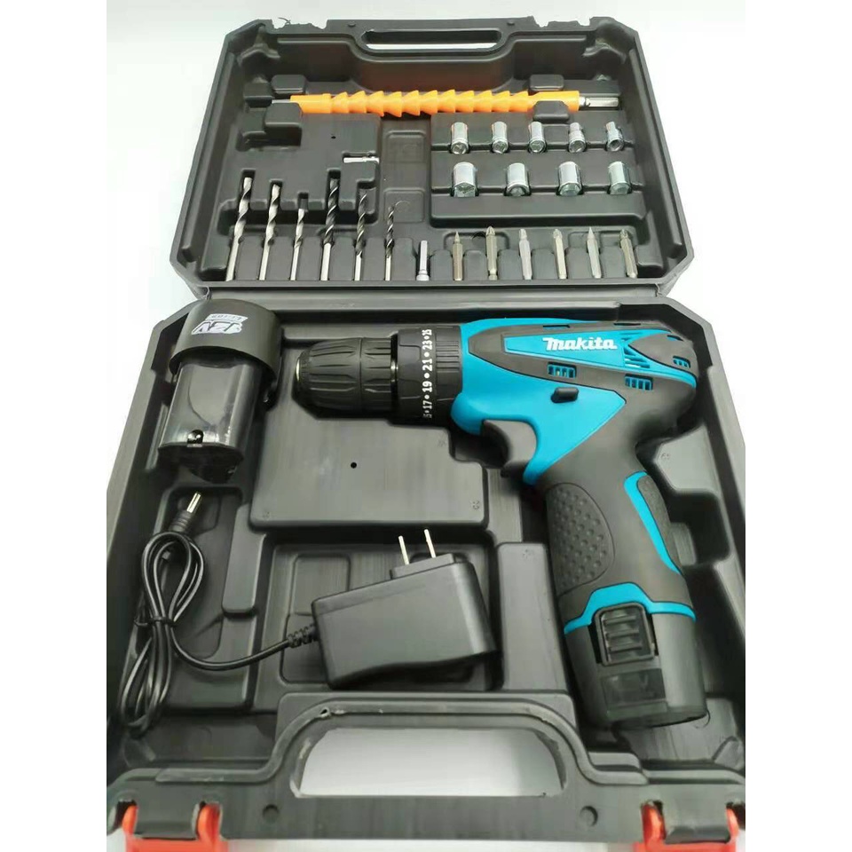 Máy khoan pin 12v tặng phụ kiện mũi khoan như hình