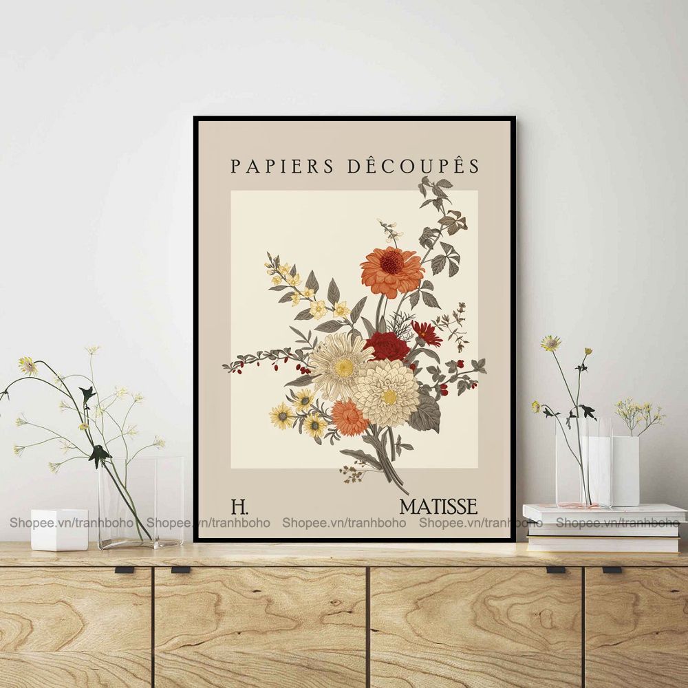 Tranh MATISSE trừu tượng treo tường - Tranh canvas decor trang trí phòng khách phòng ngủ, tặng đinh 3 chân