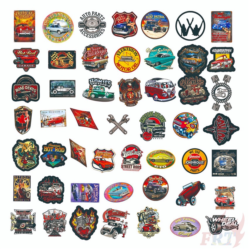100Pcs/Set ❉ Retro Hot Rod Series A Classic Car Stickers ❉ DIY Waterproof Fashion Doodle Decals Stickers
