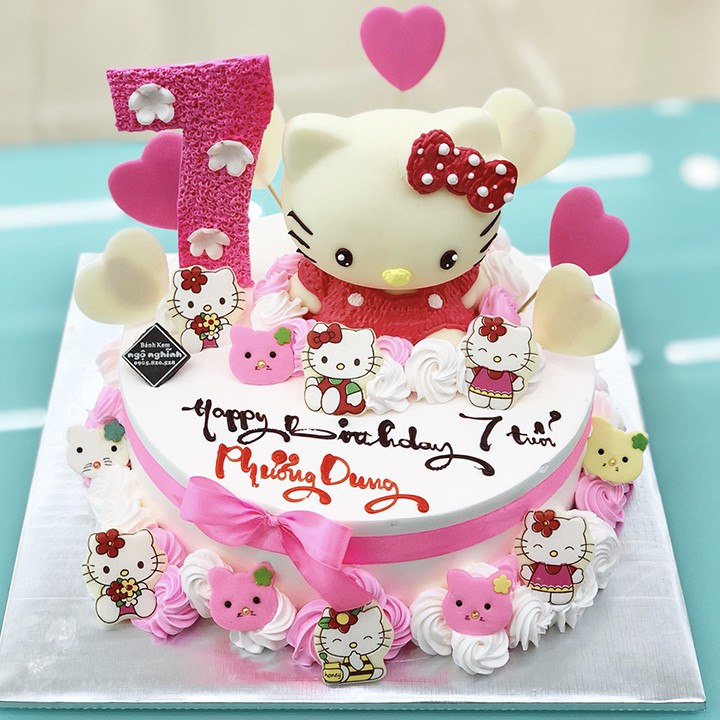 Mèo hello kitty trang trí bánh kem, phụ kiện trang trí bánh