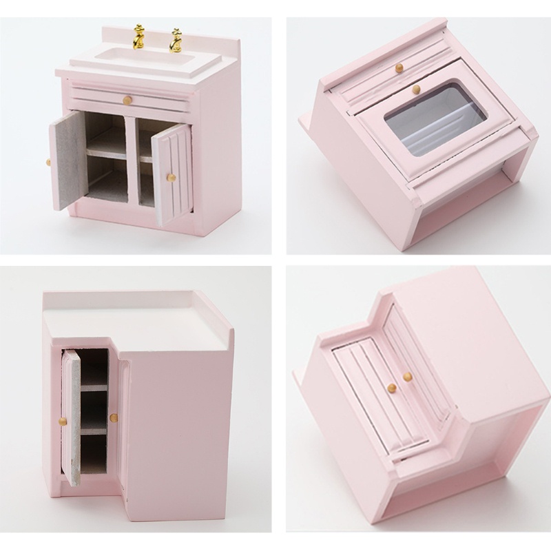 Bộ Mô Hình Tủ Bếp Mini Tỉ Lệ 1 / 12 Dùng Trang Trí Nhà Búp Bê