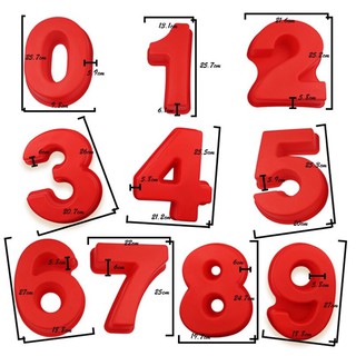 Bộ 9 Khuôn Số Silicon làm bánh Number Cake từ 0-8 khuôn số làm thạch 3D bánh GATO