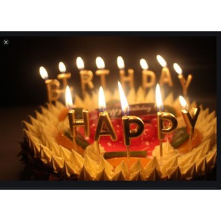 Nến chữ HAPPY BIRTHDAY nhũ bạc, nhũ vàng, size nến 2*2.7cm