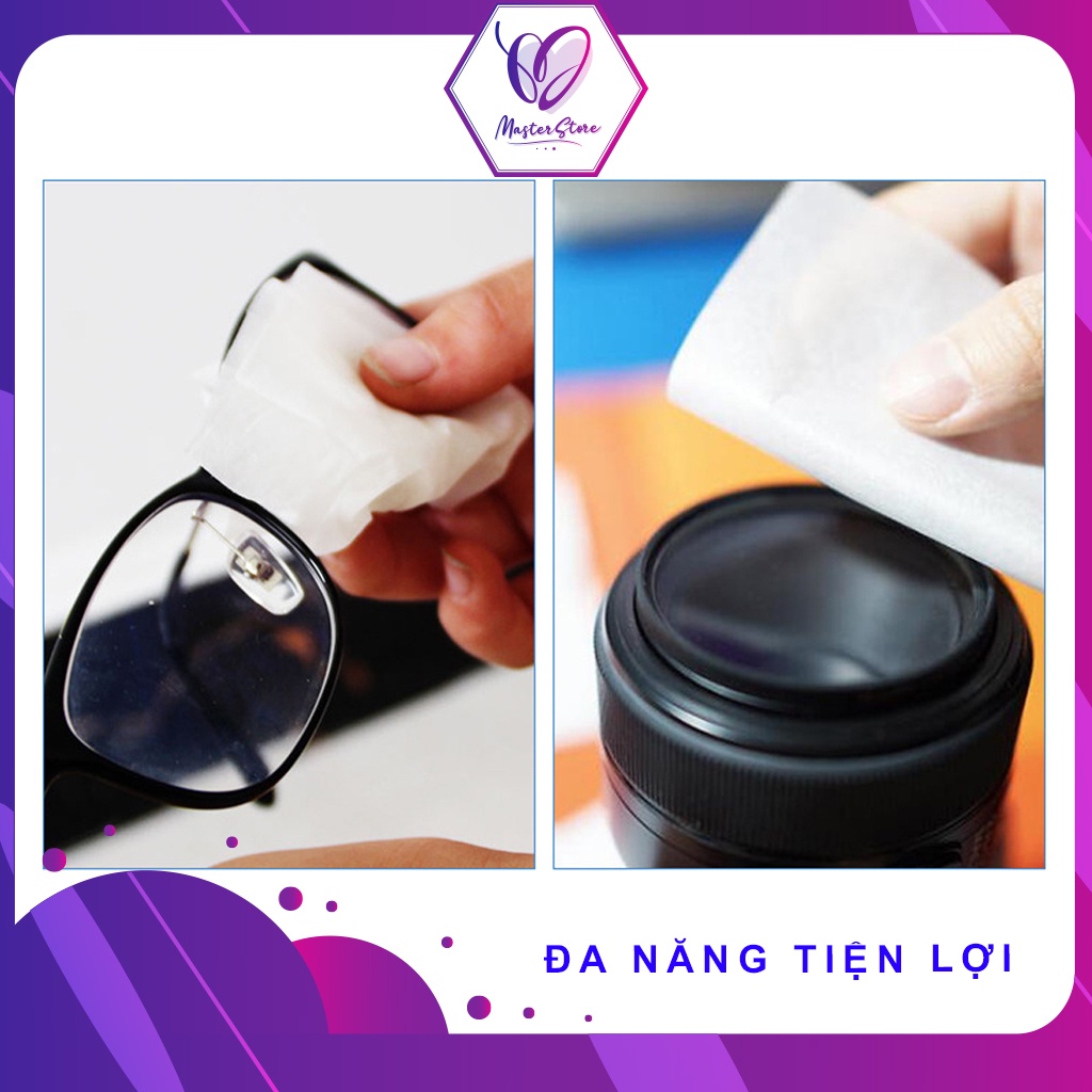 Hộp 100 miếng Khăn giấy Lau kính, camera, màn hình chống bụi bẩn, vân tay, hơi nước Master Store