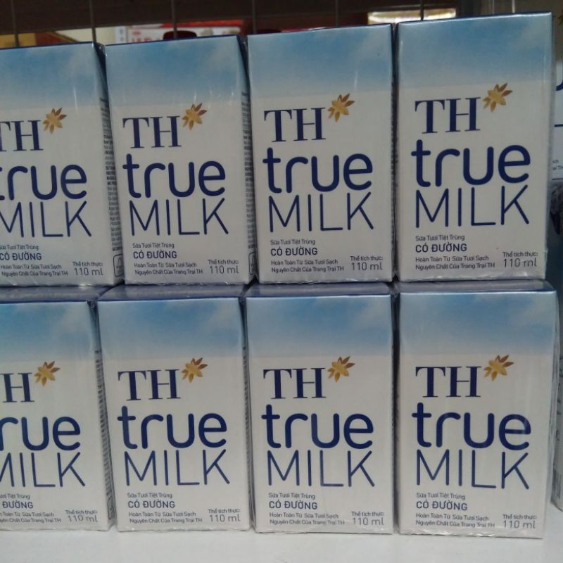 Sữa Tươi Tiệt Trùng Nguyên Chất TH true MILK 110 ml (vỉ 4 hộp)