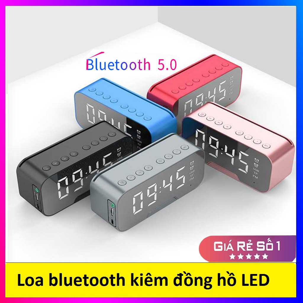 Loa Bluetooth Kiêm Đồng Hồ LED Mặt Gương - Đồng Hồ Báo Thức