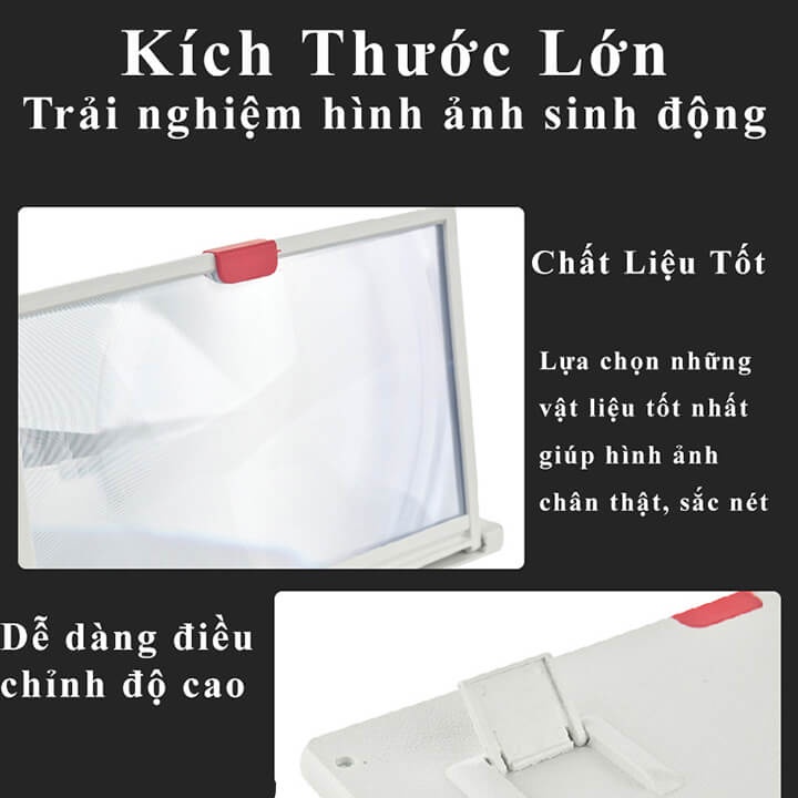 Kính phóng to màn hình điện thoại 5D 12 inch sắc nét bảo vệ chống lóa mỏi mắt