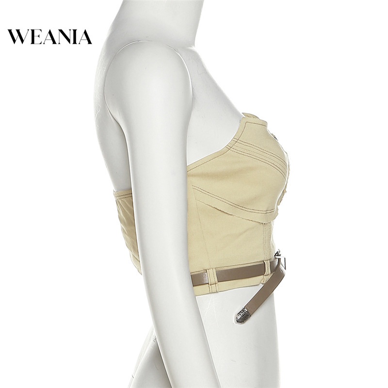 Áo Croptop Không Dây Phối Thắt Lưng Gợi Cảm Hợp Thời Trang Hè