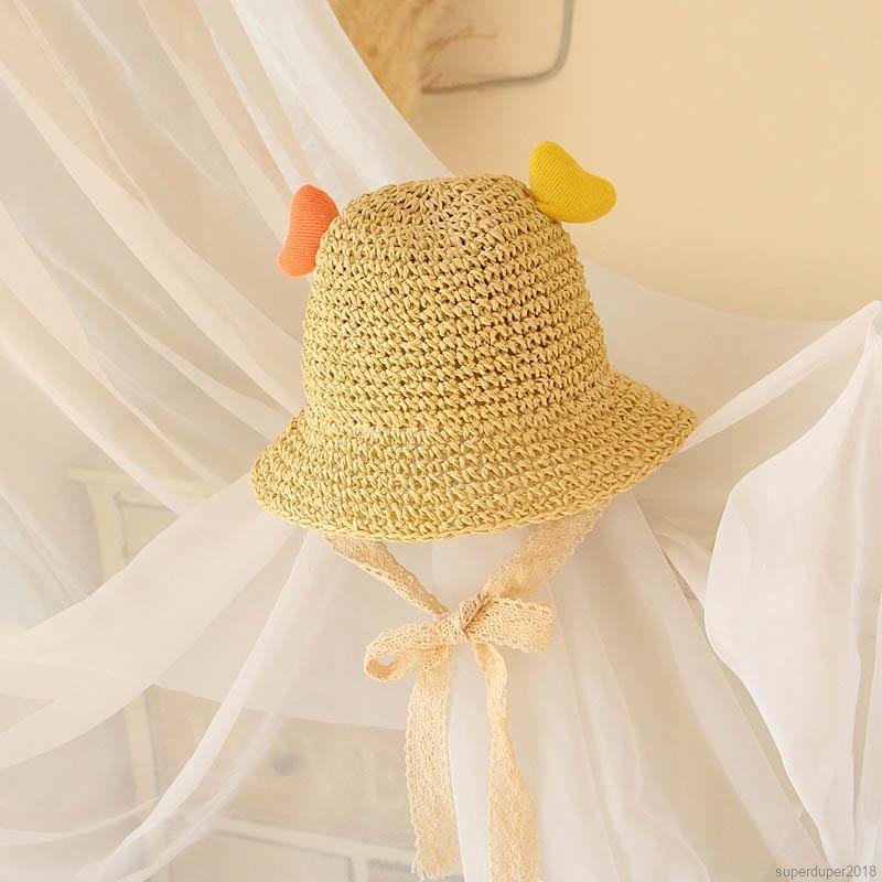 Mũ dệt sợi rơm chống nắng đi biển mùa hè dành cho trẻ