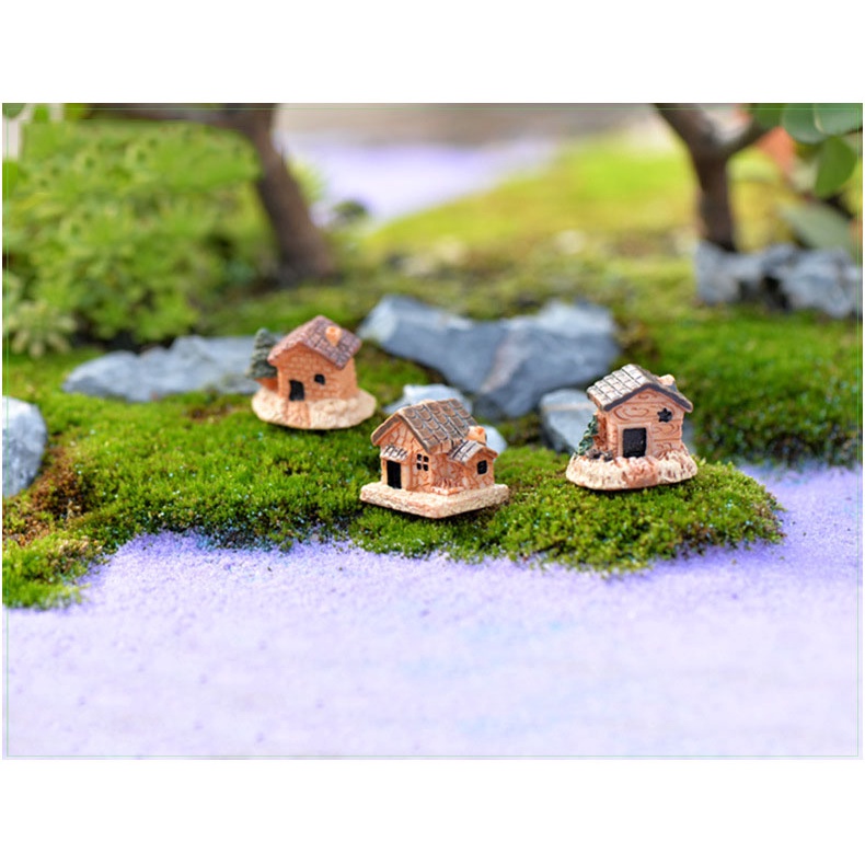 Tiểu cảnh mini ❤️ Mô hình nhà gạch mini trang trí sân vườn tiểu cảnh, chậu sen đá, terrarium