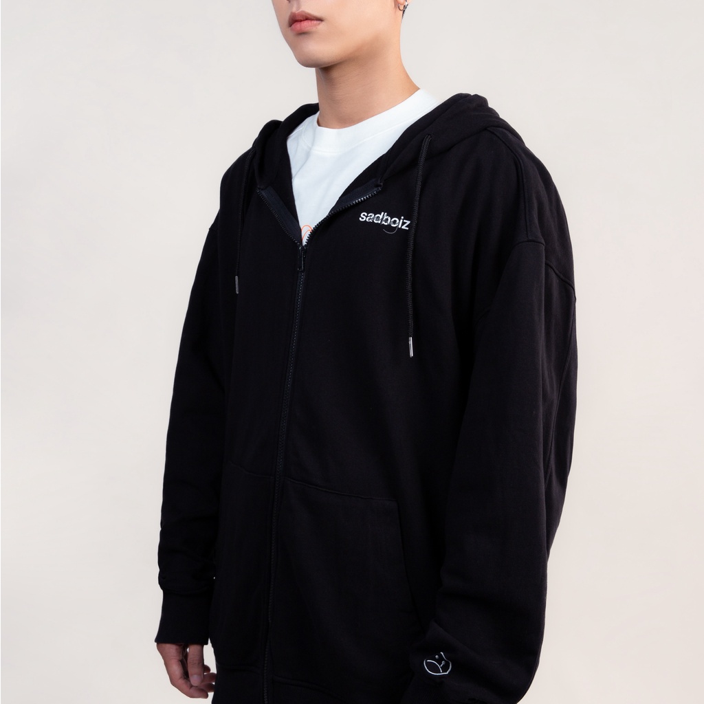 Áo hoodie zipper SADBOIZ Lowkey Black