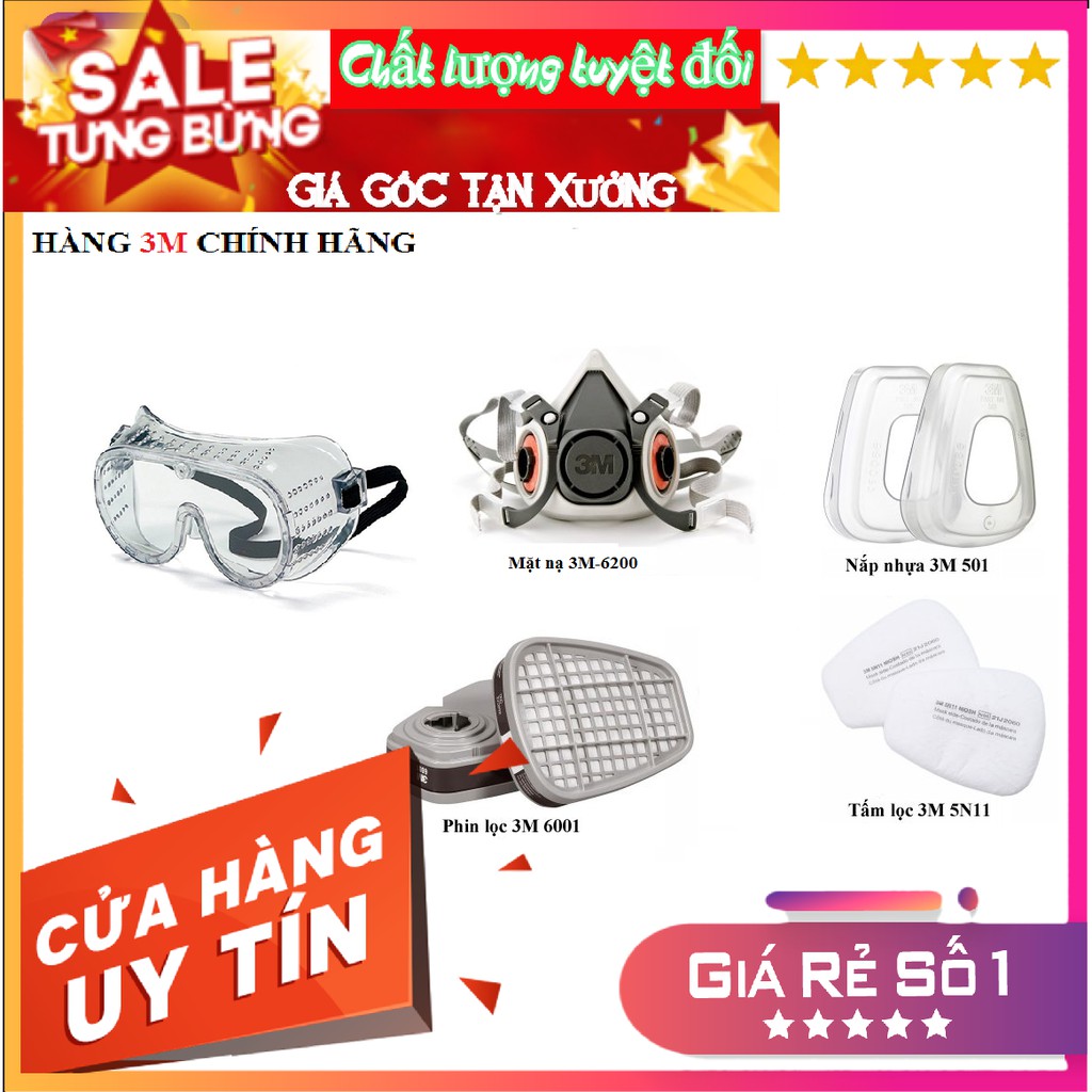 Bộ Mặt Nạ Phòng Độc 3M 6200 - 3M 6001 Chính Hãng, Chống bụi, Chống khói độc ,Phun Sơn, Phun Thuốc Trừ Sâu