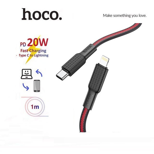 Cáp sạc PD20W Hoco X69 Type-C to vải dệt dây dẹt dài 1M cho ip/tablet táo